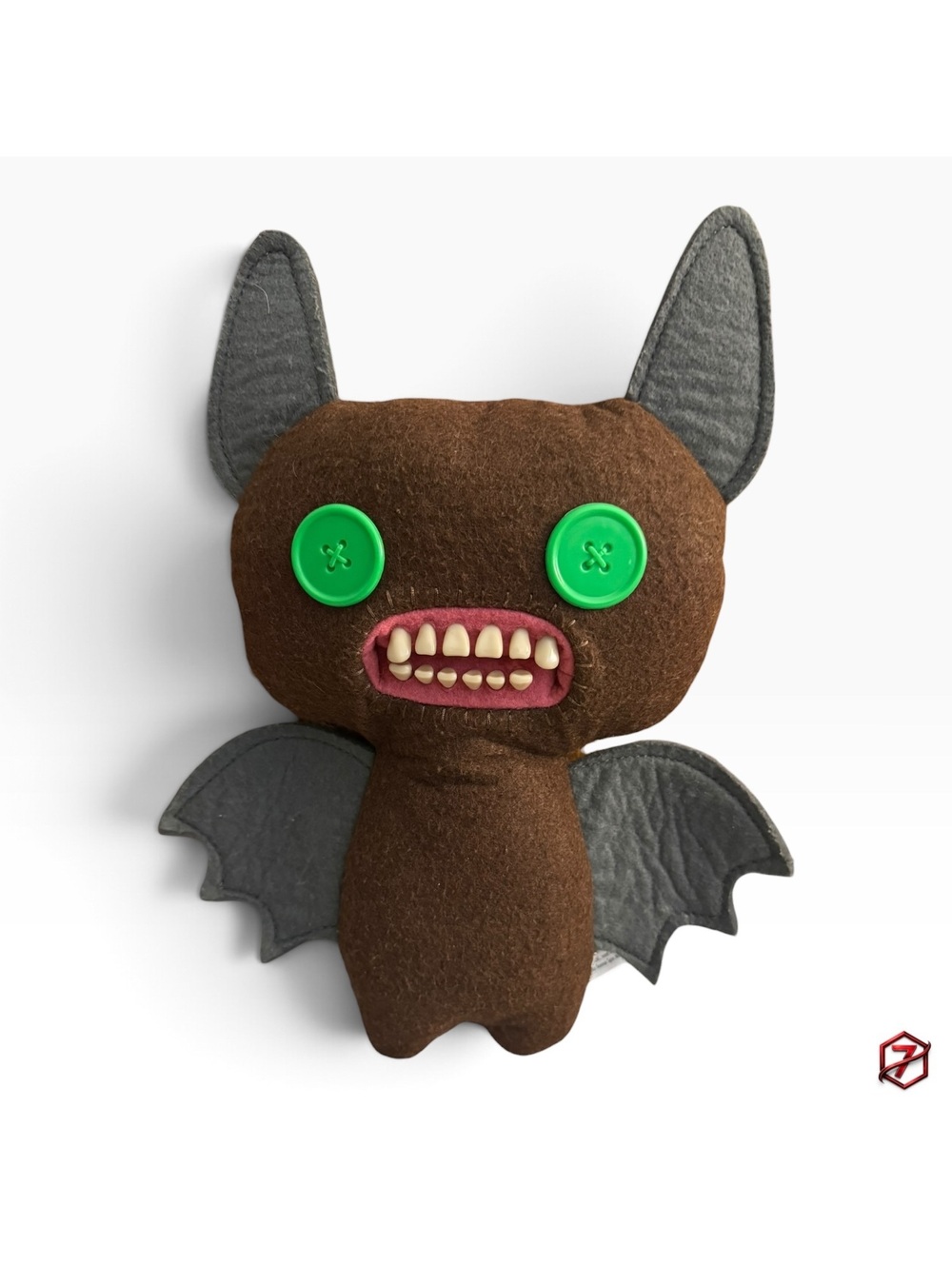 Fuggler Winged Bat Brown 9in Plush Green Button Eyes Spin Master Addo Play HTF